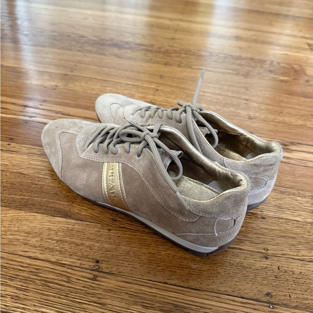 Prada 3E 4744 Beige Suede Low-Top Trainers Vintage Late 90s/Early 2000s - Picture 3 of 7